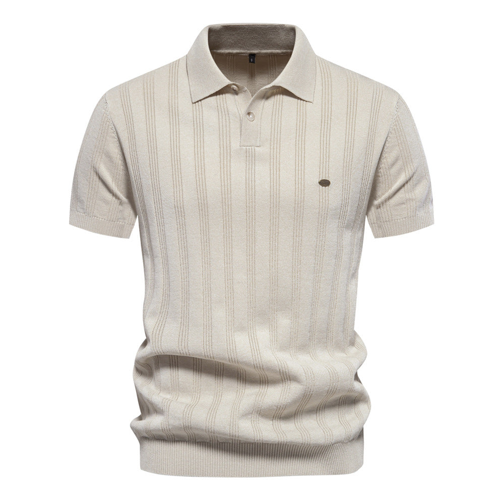 Men's lapel short-sleeved sweater