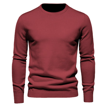 Solid color Men's round neck slim fit sweater