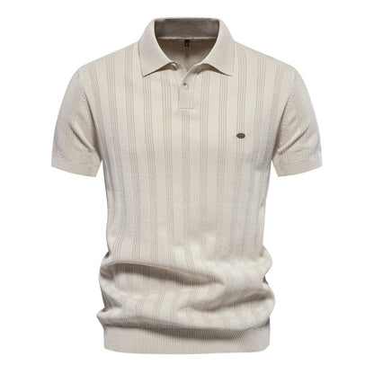 Men's lapel short-sleeved sweater