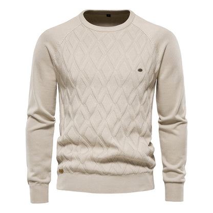 Men's pure cotton pullover solid color sweater