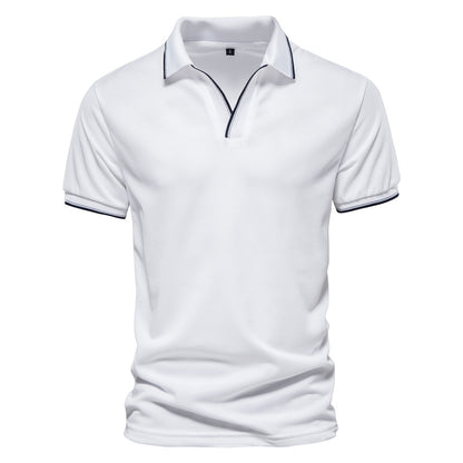 Fashion Men's solid color V-neck POLO shirt