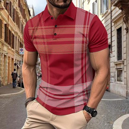 Men's sports polo shirt with printed stripes