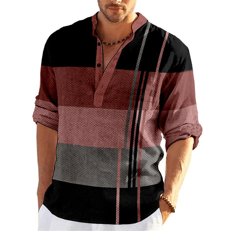 Men's striped business slim casual shirt long sleeve shirt
