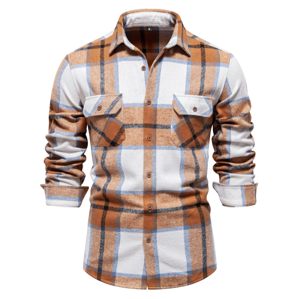 Printed plaid Men's stylish plaid long sleeve shirt