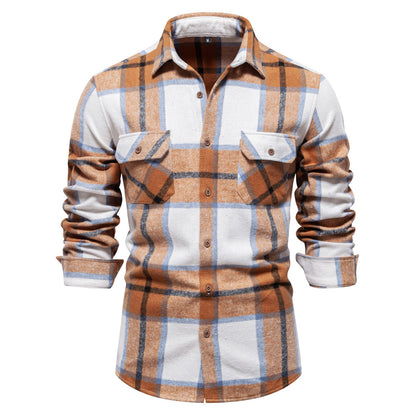 Printed plaid Men's stylish plaid long sleeve shirt