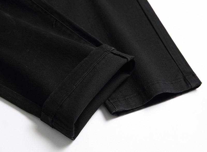 New casual pants men's casual pure cotton business suit pants large size elastic black formal trousers