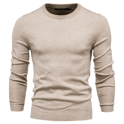 Solid color Men's round neck slim fit sweater