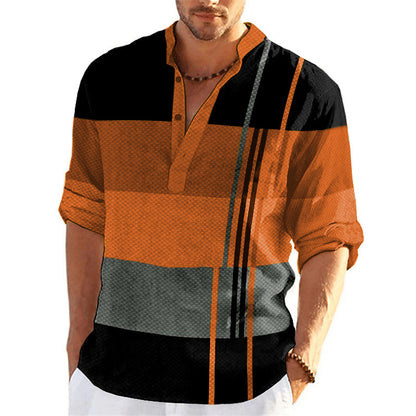 Men's striped business slim casual shirt long sleeve shirt