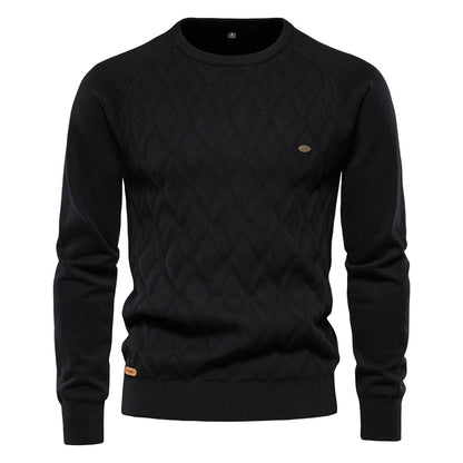 Men's pure cotton pullover solid color sweater