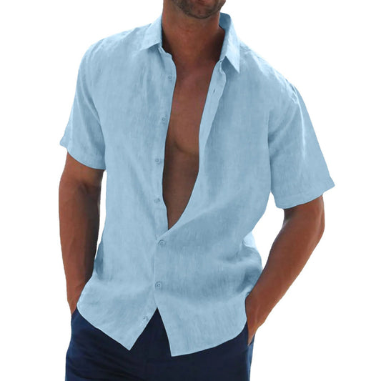 Lapel casual knitted slim fit short sleeve shirt
