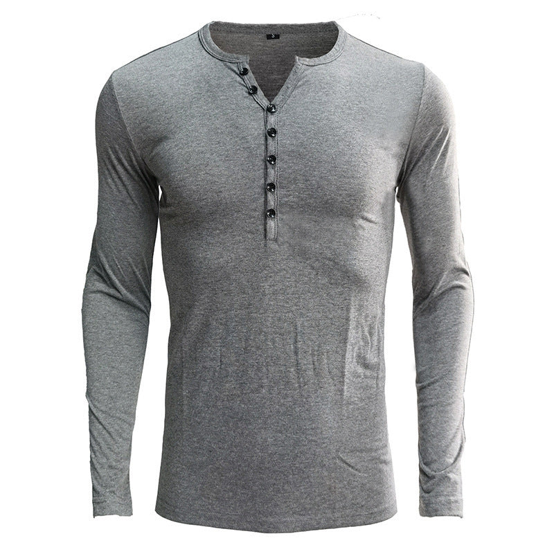 Men's T-shirts Long-sleeved men's bottoming shirts Henley shirts