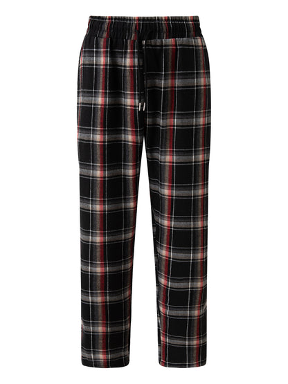 Men's Plaid Striped Casual Pants Fashion Casual Straight Trousers