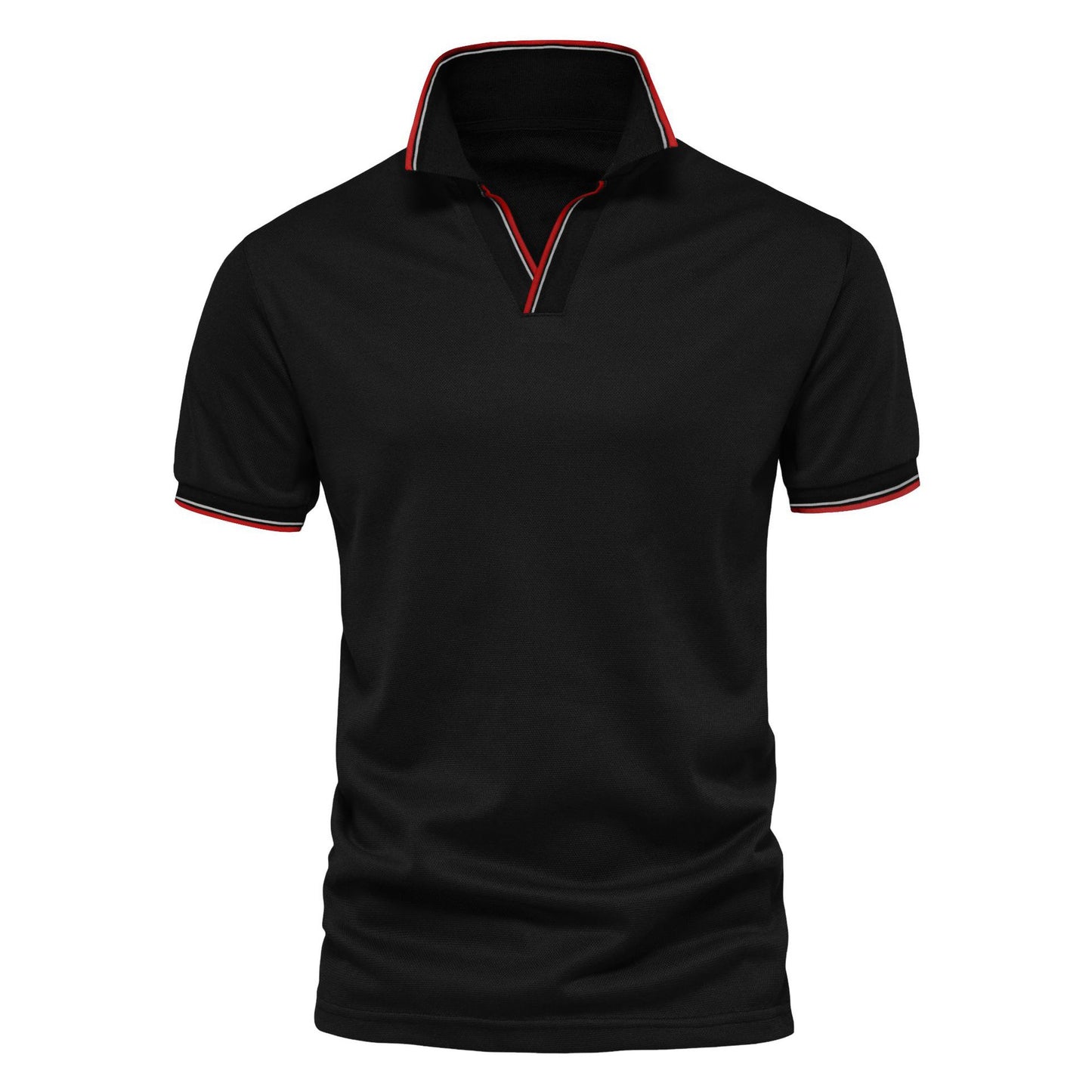 Fashion Men's solid color V-neck POLO shirt