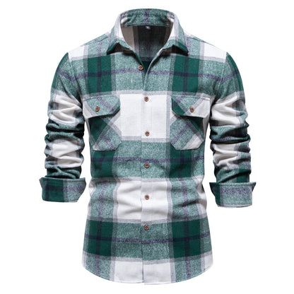 Printed plaid Men's stylish plaid long sleeve shirt