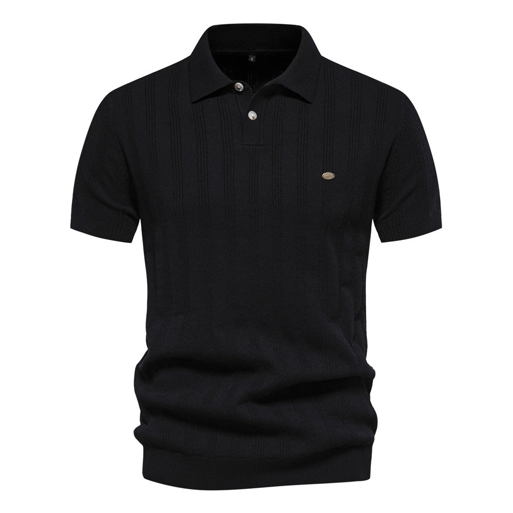Men's lapel short-sleeved sweater