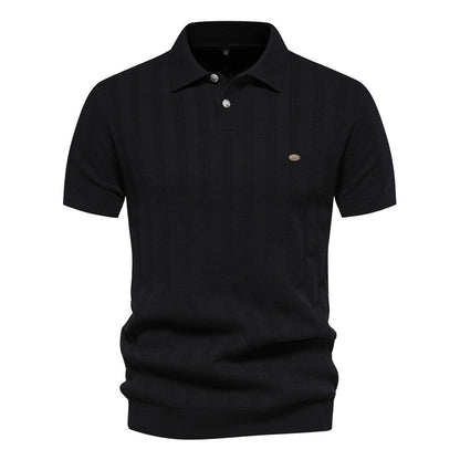 Men's lapel short-sleeved sweater