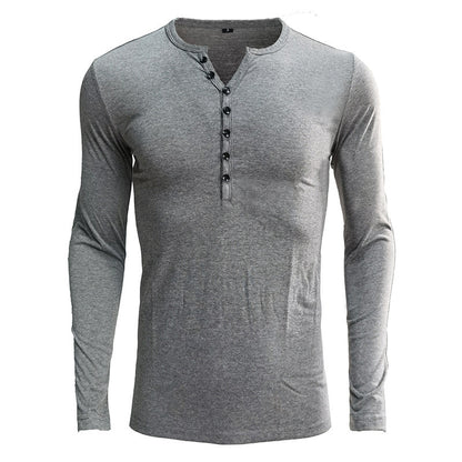 Men's T-shirts Long-sleeved men's bottoming shirts Henley shirts