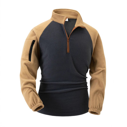 Men's Stand Collar Half Zip Long Sleeve Arm Zipper Pocket Sweatshirt Pullover Training Suit