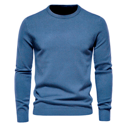Solid color Men's round neck slim fit sweater