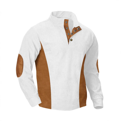 Men's casual stand collar long sleeve ribbed corduroy sweatshirt
