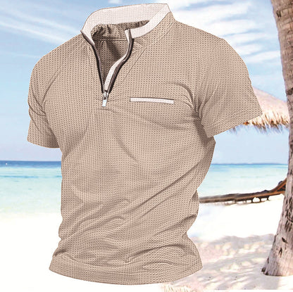 Zipper Pocket Men's Sports Polo Shirt