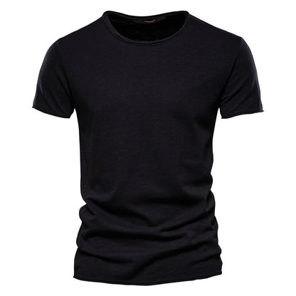 Solid color men's slim fit bamboo cotton T-shirt breathable and comfortable