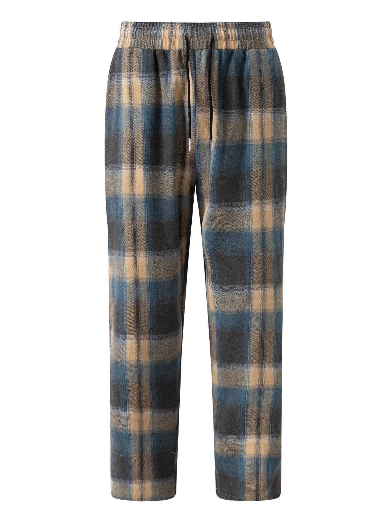 Men's Plaid Striped Casual Pants Fashion Casual Straight Trousers
