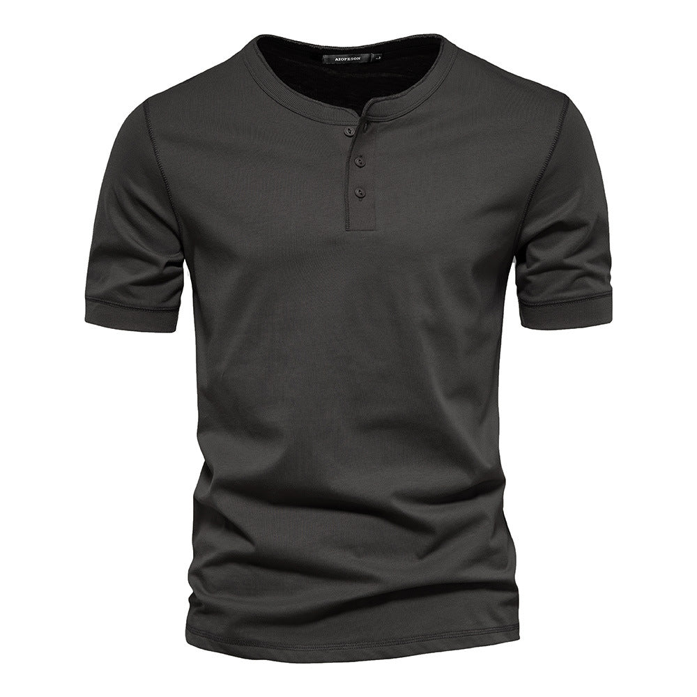 Men's Slim Fit Solid Color Round Neck Short Sleeve T-Shirt