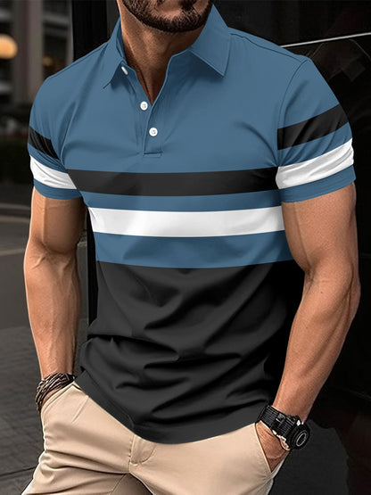 Striped Men's Sports Polo Shirt Top