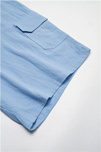New linen shorts with multiple pockets and drawstrings for men
