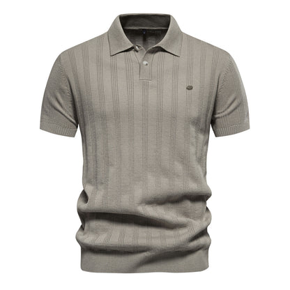 Men's lapel short-sleeved sweater