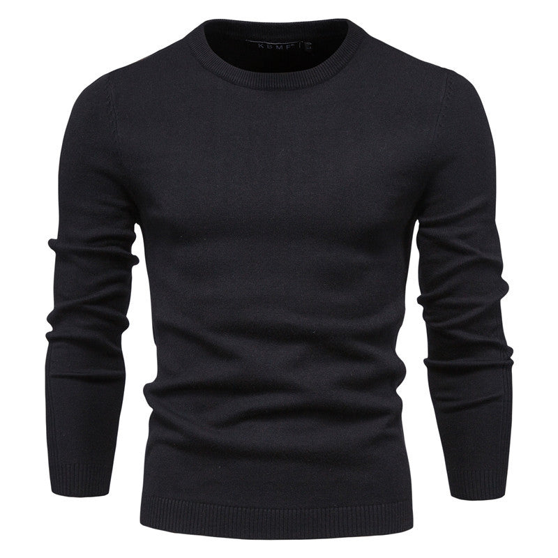 Solid color Men's round neck slim fit sweater