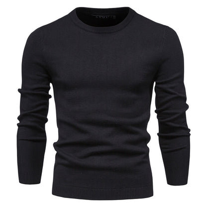 Solid color Men's round neck slim fit sweater